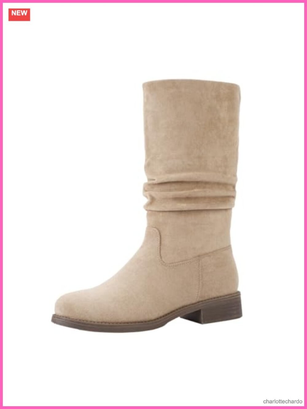 Shoe'N Tale Slouchy Mid Calf Flat Boots for Women Pull On Round Toe Side Zip